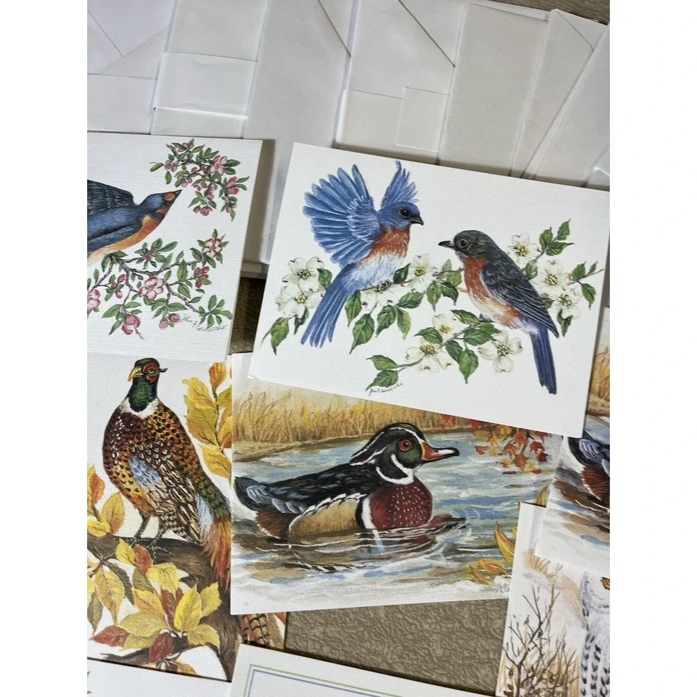 Birds Bird Notecard Card Lot w/ Envelopes Frameable Art Duck Cardinal Blue Jay
